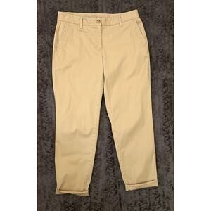 Talbots Ankle Roll Cuff Cotton Blend Stretch Khaki Relaxed Chinos Women's Size 4